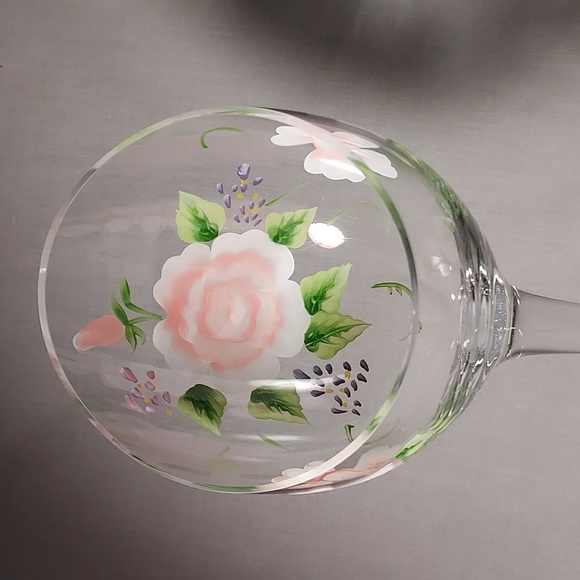 Elegant Hand Painted Roses Tea Light Candle Holder Glass Oval Cut - Picture 3 of 8